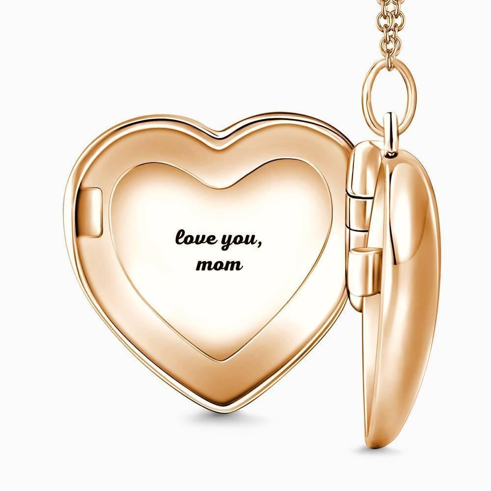 Photo Locket Necklace With Engraving Name Heart Printing Rose Gold Plated - Image 4