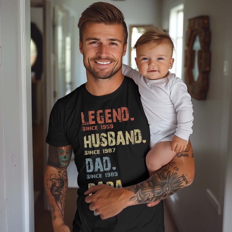Legend, Husband, Dad And Papa Since – Family Personalized Custom Unisex T-shirt, Hoodie, Sweatshirt – Father’s Day, Birthday Gift For Dad, Grandpa