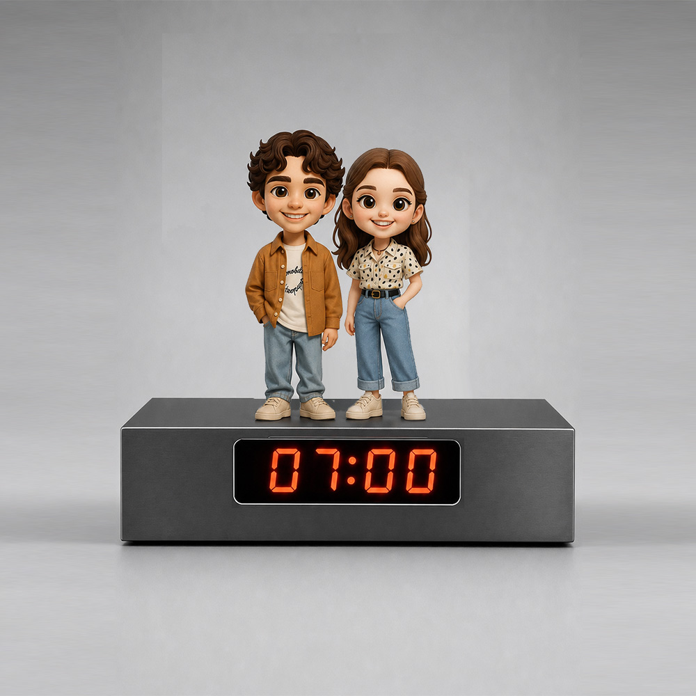 Custom Couple Themed Alarm Clock With Music Unique Vintage Gift for Couples - Image 2