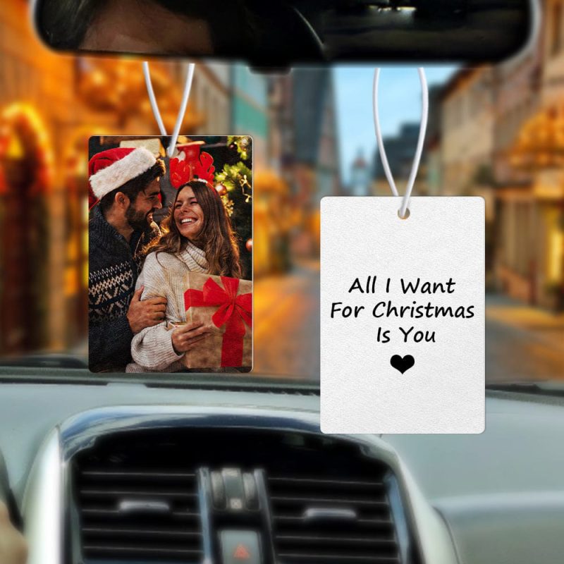 Custom Car Air Freshener with Photo and Text Rearview Mirror Ornament Drive Safe Gifts for Him