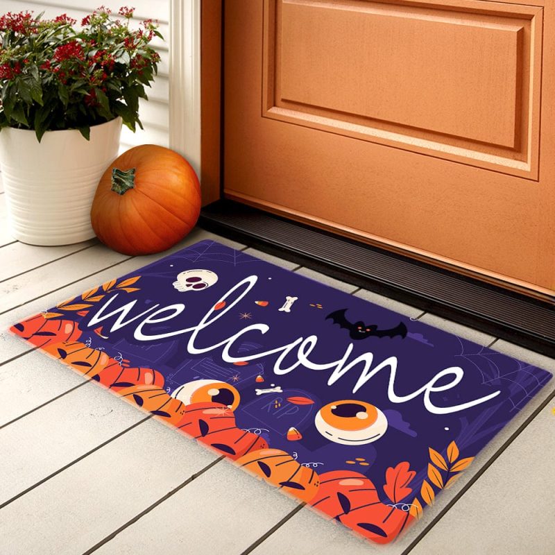 Halloween Door Mat Pumpkin Floor Mat Fall Welcome Mat Halloween Decor