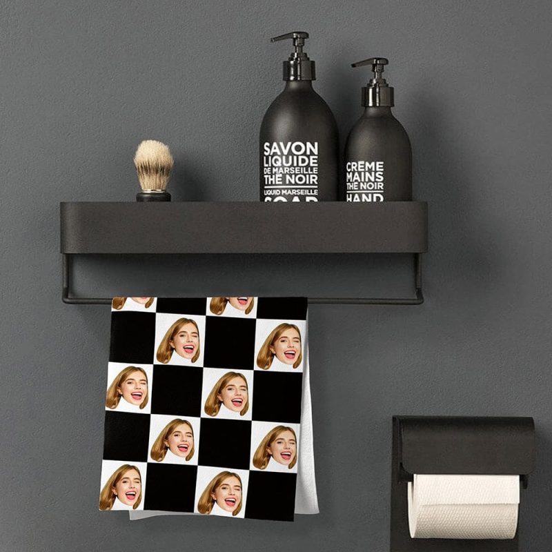 Custom Face Towel Chess Board Towel Personalized Gifts for Girlfriend