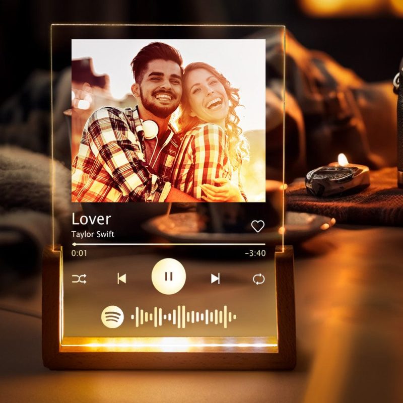 Personalized Photo Acrylic Song Plaque Custom Spotify Plaque First Anniversary Gift