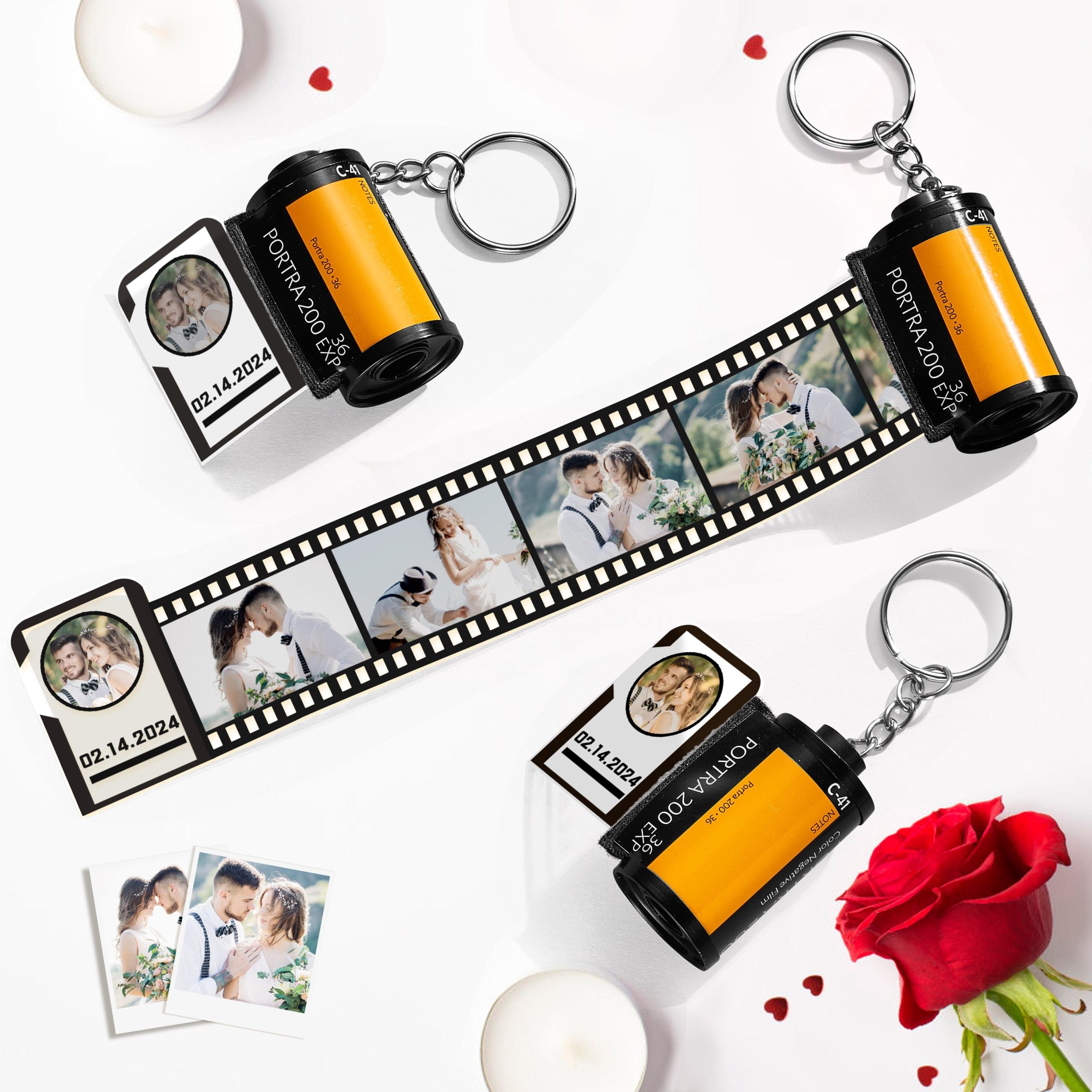 Custom Photo Film Roll Keychain With Text Memory Camera Keychain Valentine's Day Gifts For Couples - Image 2