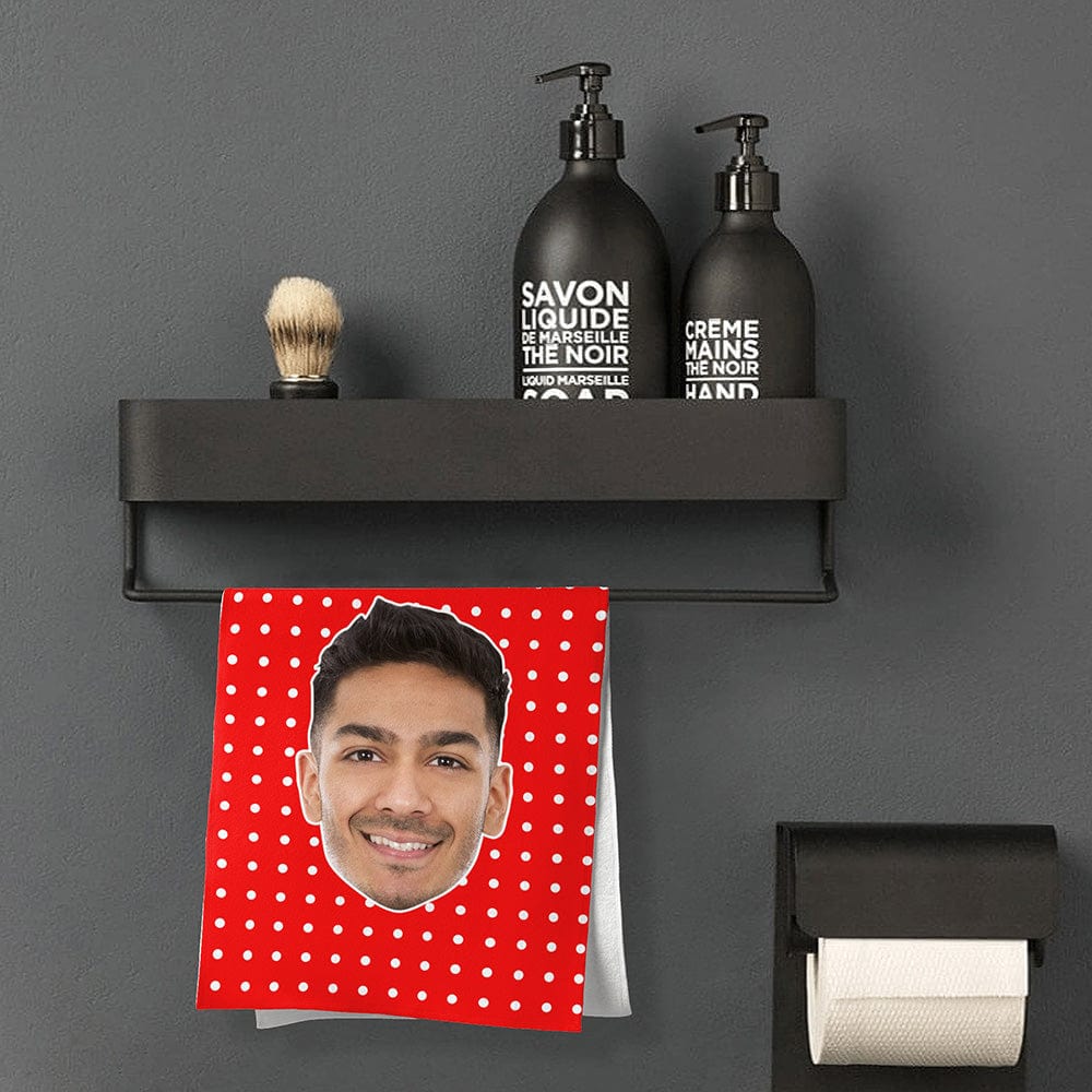 Custom Face Towel Personalized Photo Towel Funny Gift for Him - Polka Dots