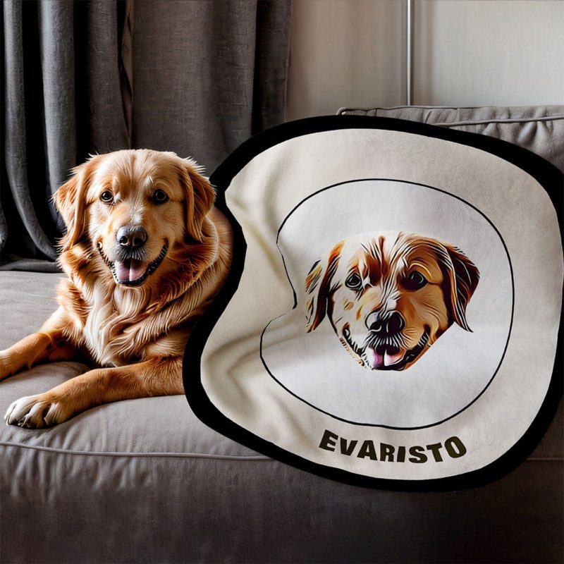 Custom Pet Face Blanket Personalized Round Blanket Gift for Pet Lover – Black & White