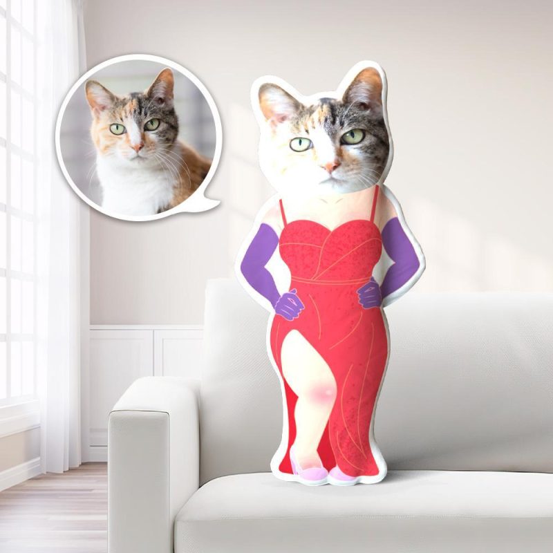 Sexy Girl Photo Pillow Cat Face Pillow Personalized Pet Pillow Costume MiniMe Doll
