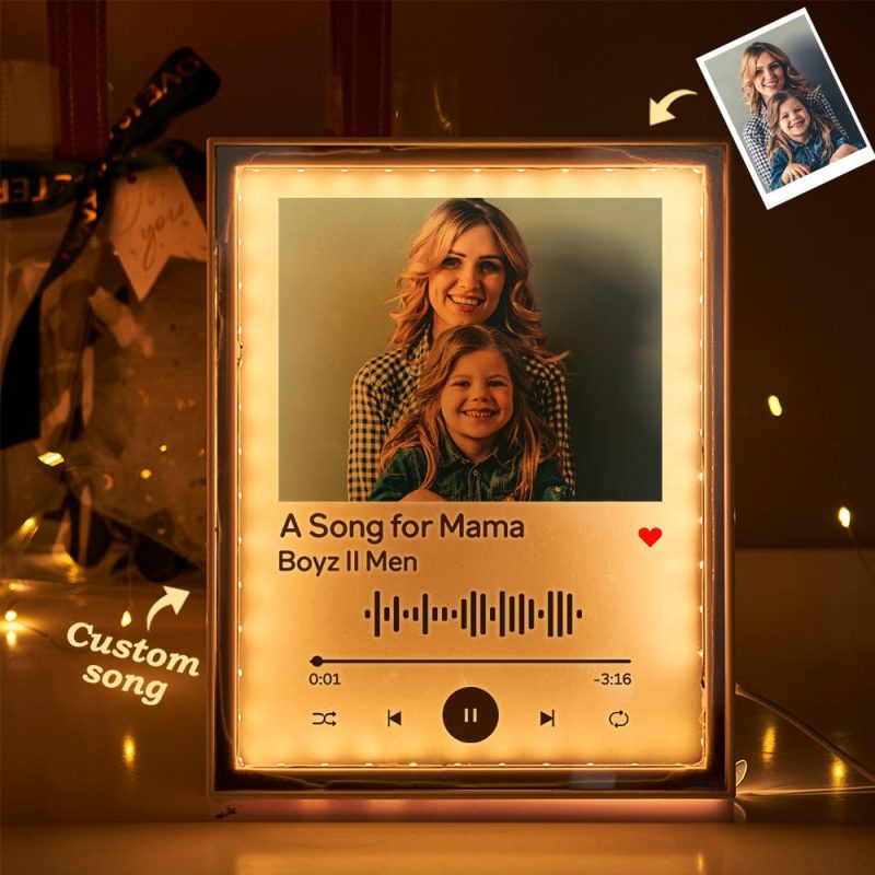 Song Picture Frame Personalized Christmas Gift For Mom Song Plaque Custom Music Code Night Light Mother’s Day Gifts