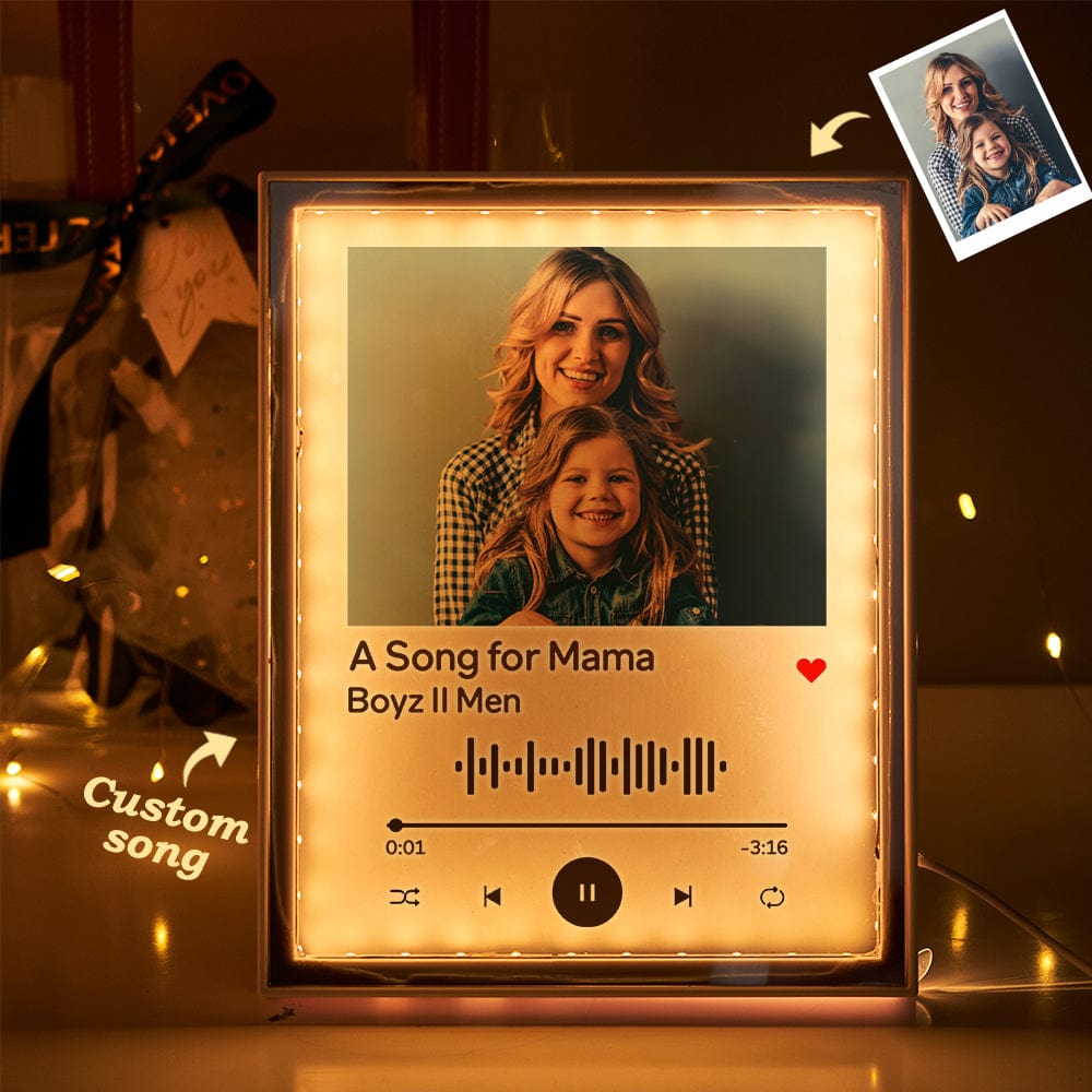 Song Picture Frame Personalized Christmas Gift For Mom Song Plaque Custom Music Code Night Light Mother's Day Gifts