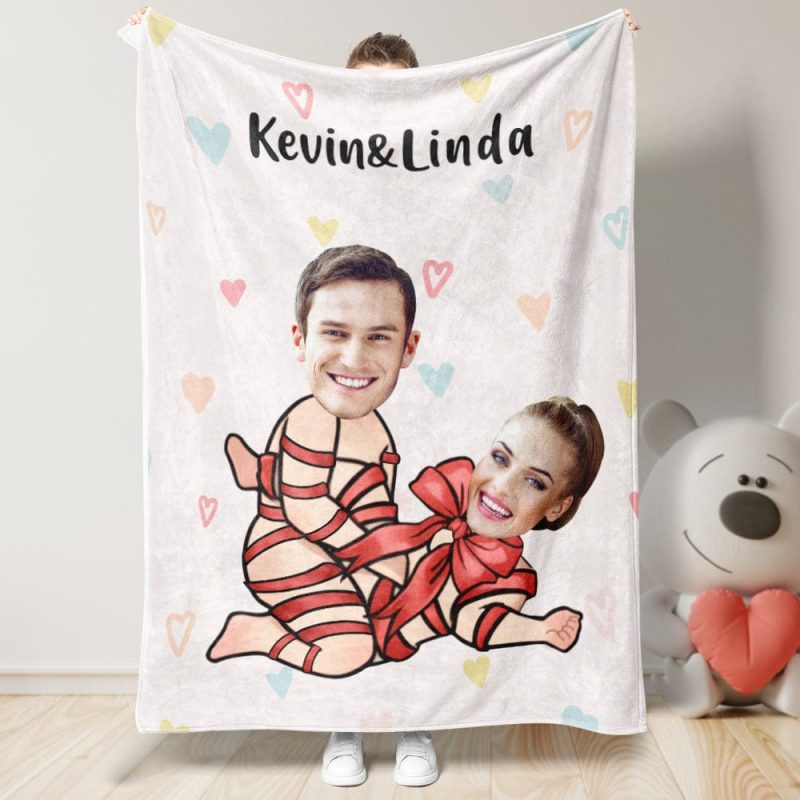 Custom Photo Blanket Personalized Faces and Names Birthday Gifts