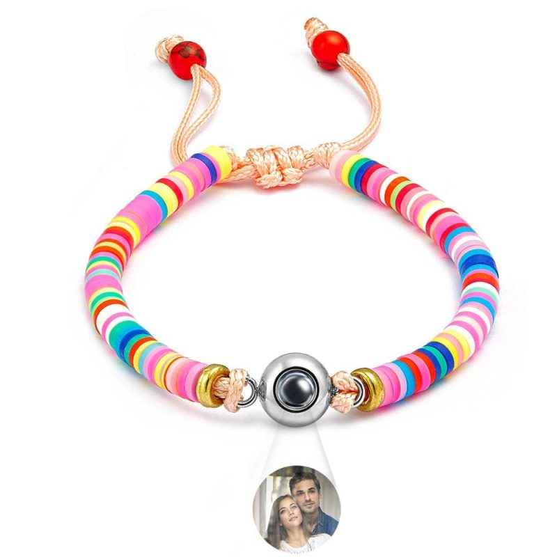 Custom Photo Projection Bracelet Pink Tender Gift for Her