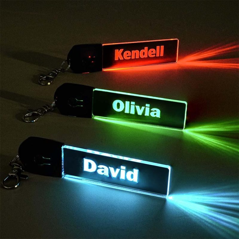 Personalized LED Light Up Name Keychain Color Changing Acrylic Name Tag Gift Idea Custom Gift