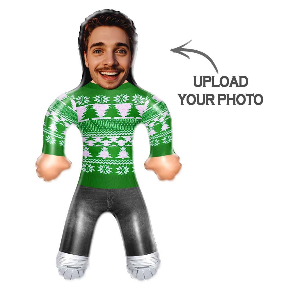 Custom Face Blow Up Doll In Green Christmas Jumper Air Minime Doll Funny Inflatable Christmas Gift - Image 2