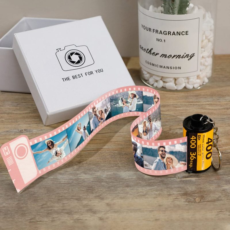 Custom Photo Camera Roll Keychain Personalized Colorful Film Keychain Gifts for Lover
