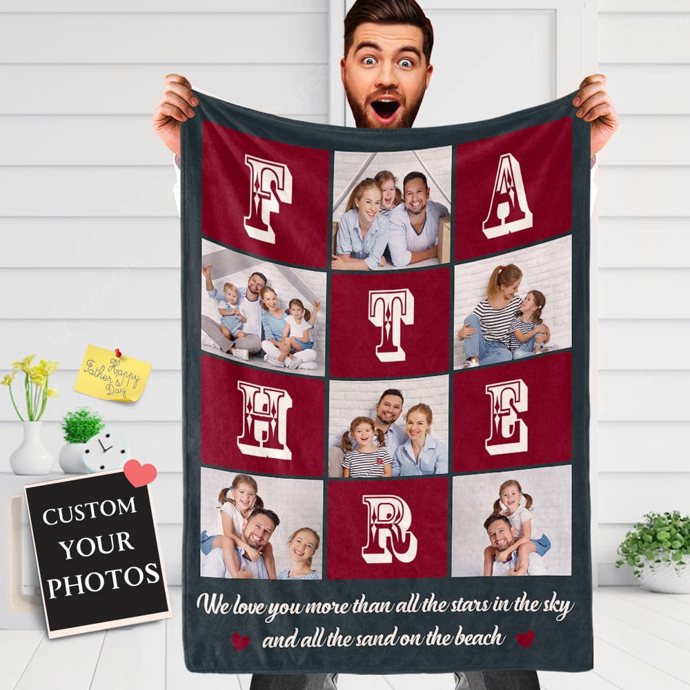 Father's Day Blanket Gift Personalized Photos Dad Blanket the Best Gift for Dad