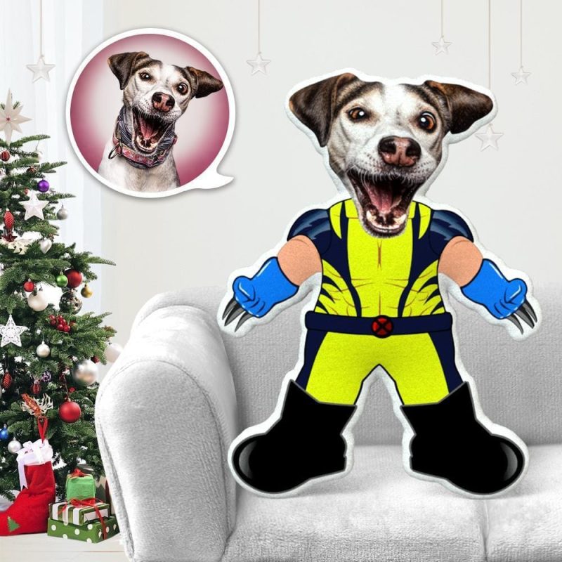 Dog Face Pillow Pet Photo Pillow Gifts for Dog Lovers Wolverine Costume