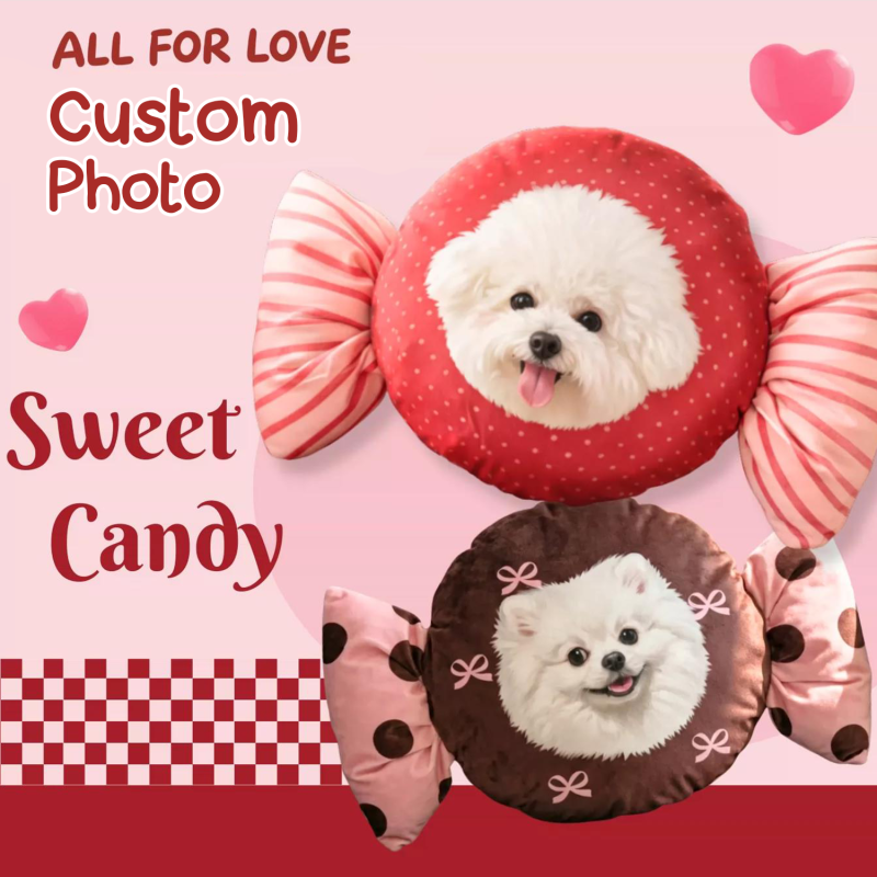 Custom Pet Photo Pillow Personalized Candy-Shaped Pillow with Pet Photo Bedroom Decor Gift for Pet Owners