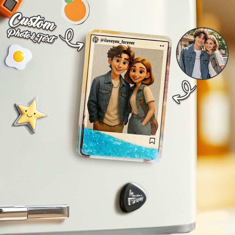 Flowing Sand Fridge Magnet — Custom Cartoon Portrait