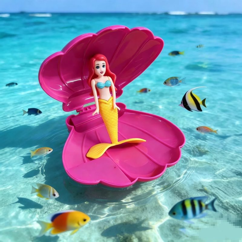 Mermaid Doll In Shell Bath Toy Floating Mermaid Figure Seashell Playset Water Play Toy For Kids Beach Pool Bathtub Toy For Girls 7