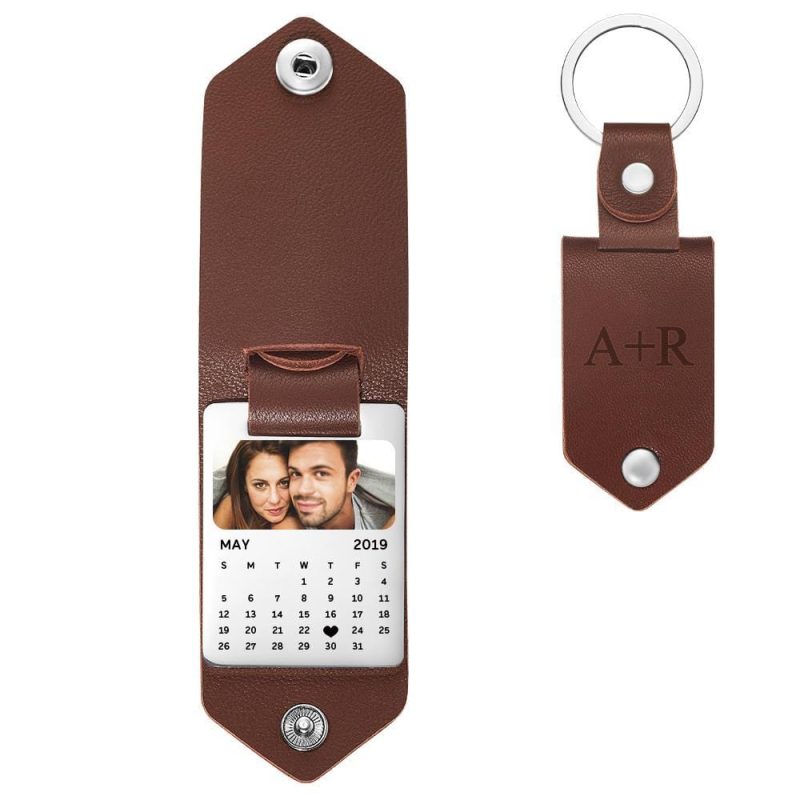 Custom Date Keychain With Photo Anniversary Gifts For Her