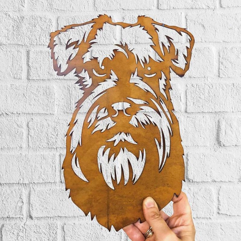 Dog Metal Wall Art Hanging Home Decor Puppy Pet Schnauzer