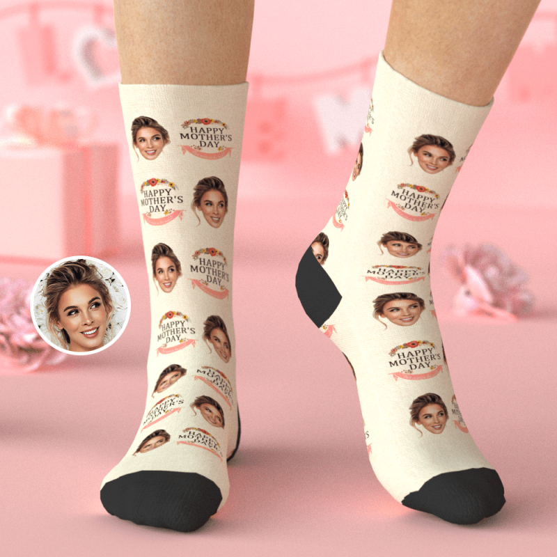 Custom Socks with Face Lovely Mother’s Gift Floral – Happy Mother’s Day