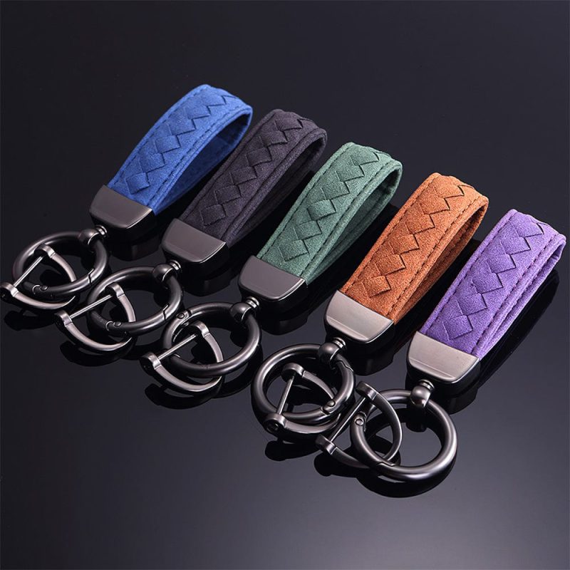 Braided Suede Car Keychain Key Ring for Men