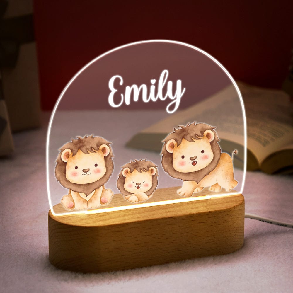 Personalized Name Cute Lion Night Light Custom Name Nursery Room Lamp Gift For Kids