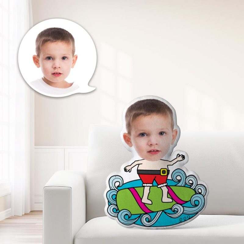 Custom Christmas Baby Surfing Minime Throw Pillow Unique Personalized Minime Throw Pillow Give Your Child The Most Meaningful Gift