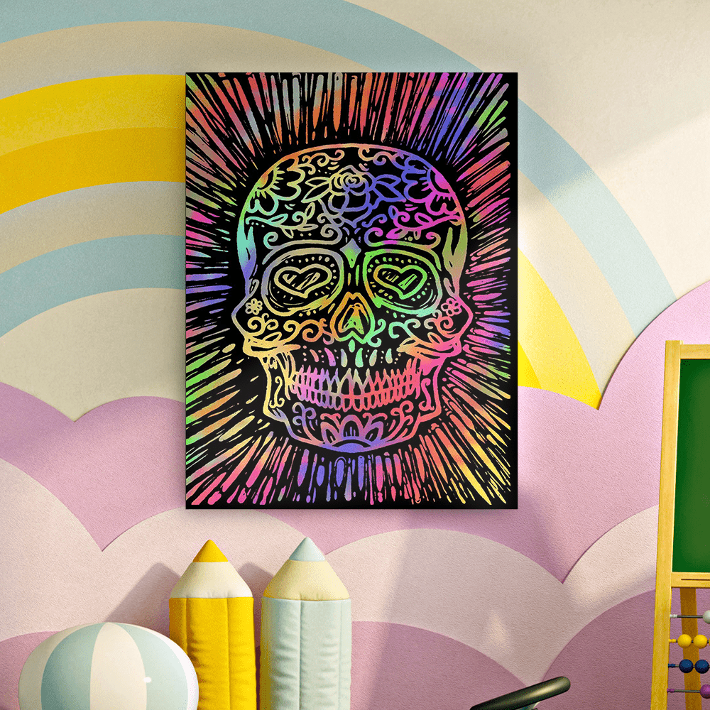 Funny Wall Art Sugar Skull Trippy Drawings Canvas
