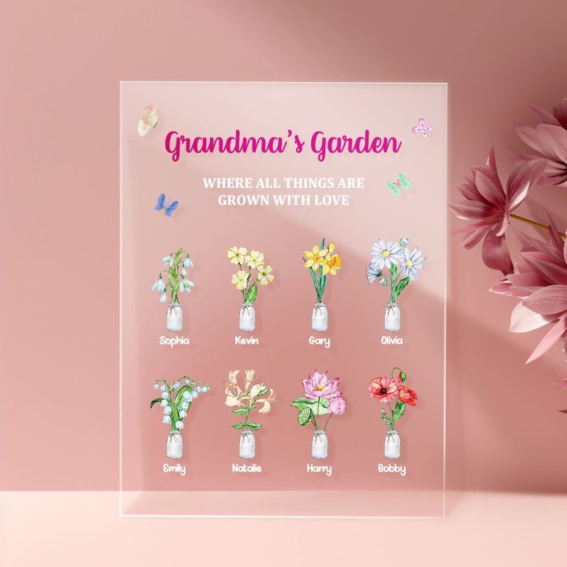 Custom Grandma’s Garden Acrylic Plaque Where Things Are Grown With Love