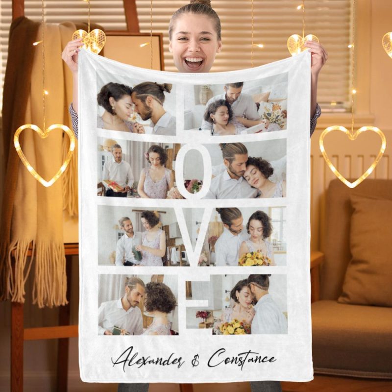 Valentine Throw Blanket Valentine’s Day Gift Custom Love Photo Blanket