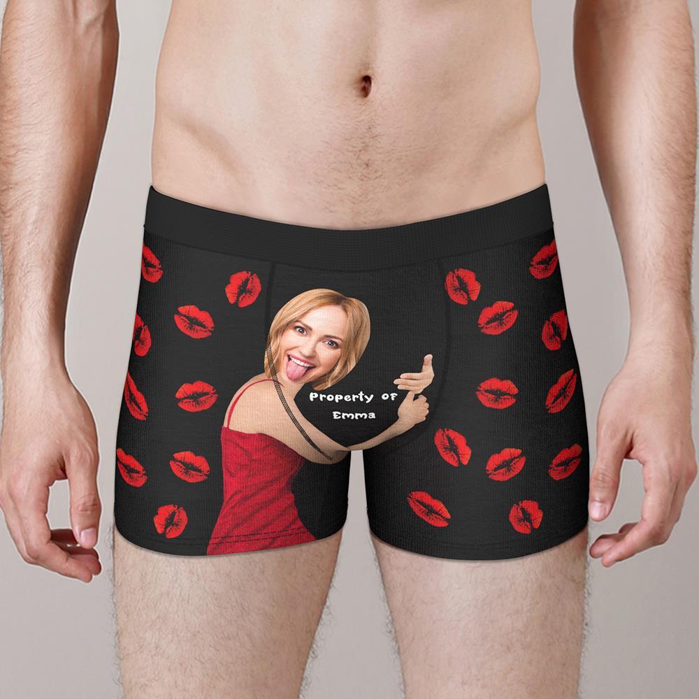 Personalized Love Hug Property Of Name Boxers Custom Face Boxers Gift For Him - Image 2