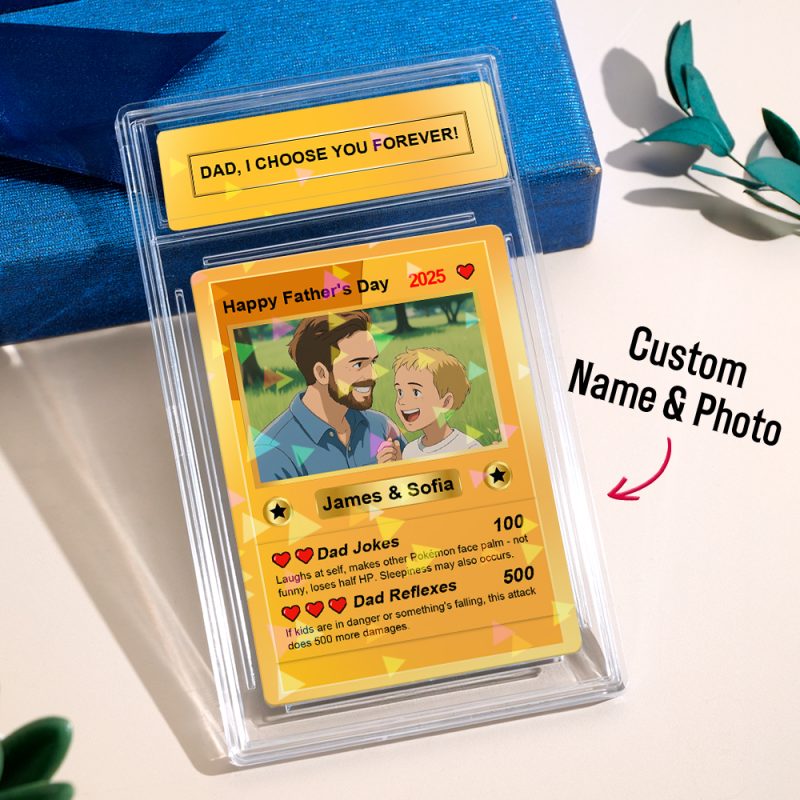 Personalized Anime Photo Father’s Day Card DAD, I CHOOSE YOU FOREVER Poke Card Father’s Day Gift for Grandpa New Grandpa Gift Dad Wallet CardUS