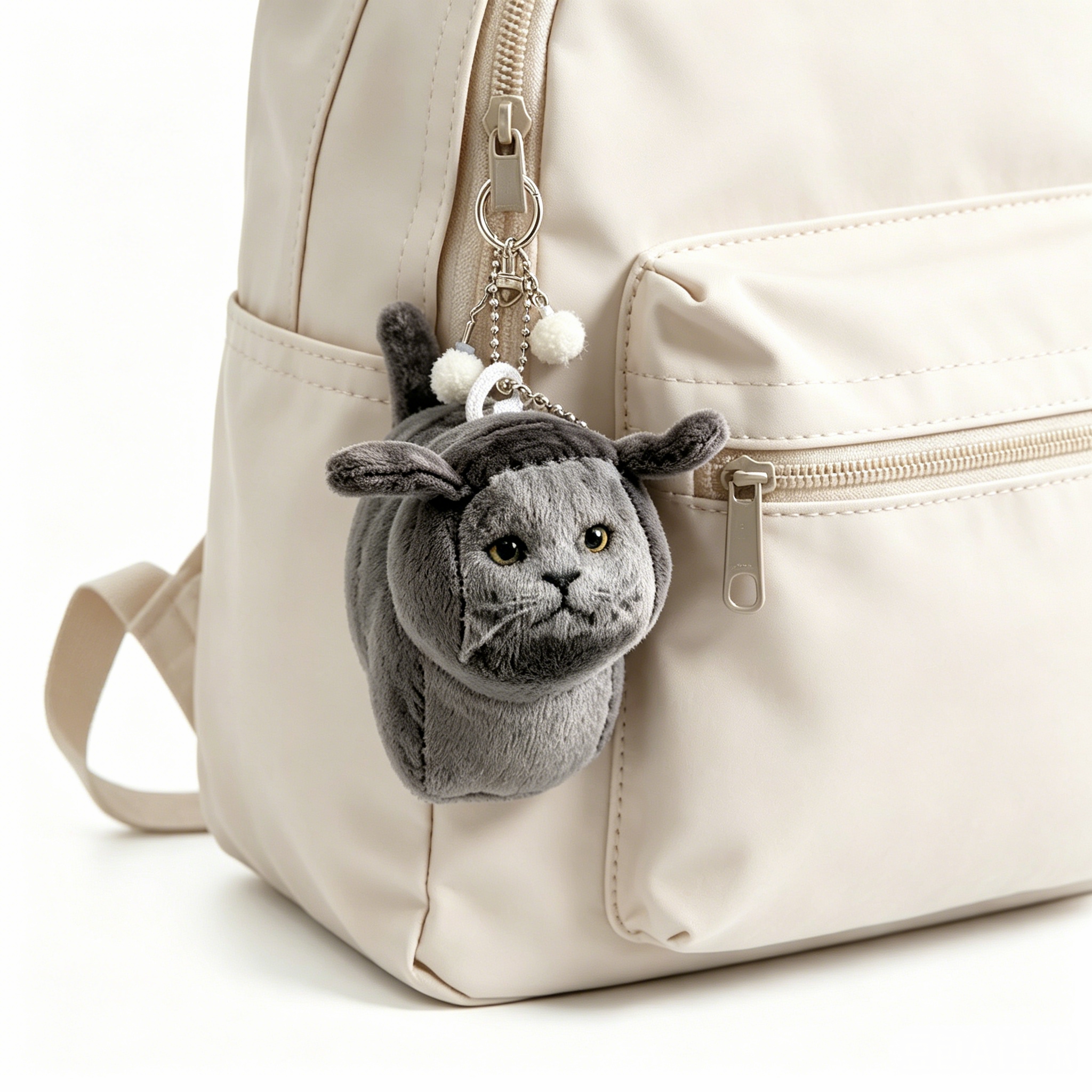 Custom Photo 3D Cube Shaped Cat Plush Keychain, Mini Block Kitten Bag Charm Pendant for pet Lovers - Image 2