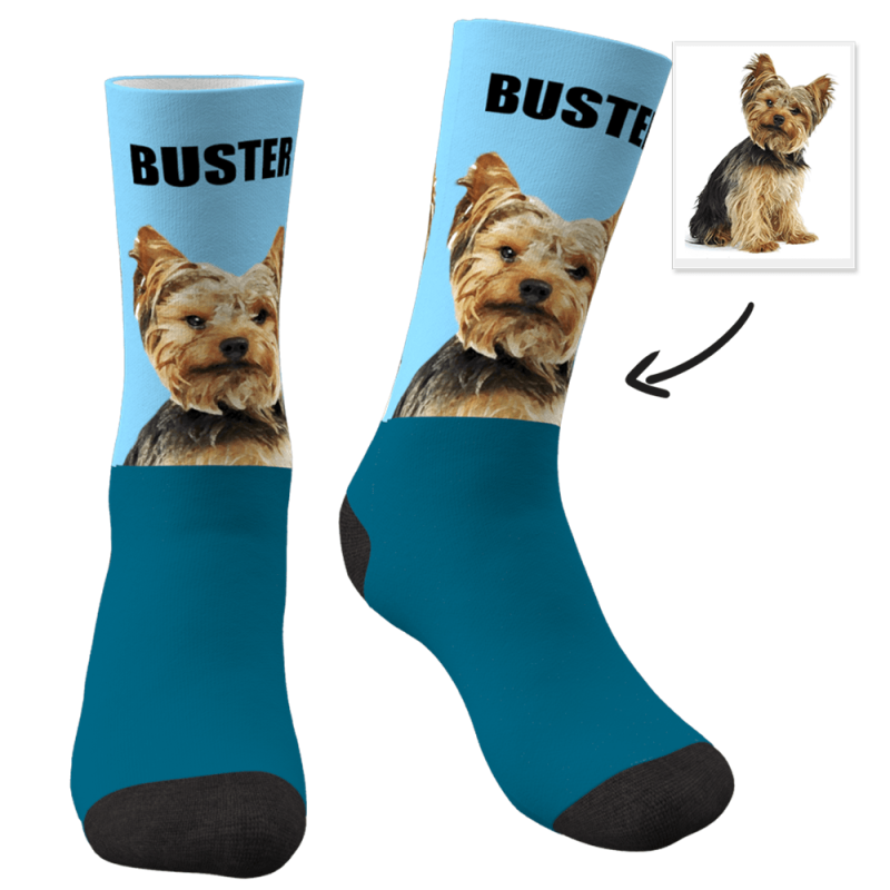 Custom Photo Socks Dog Painted Art Portrait With Your Text Socks