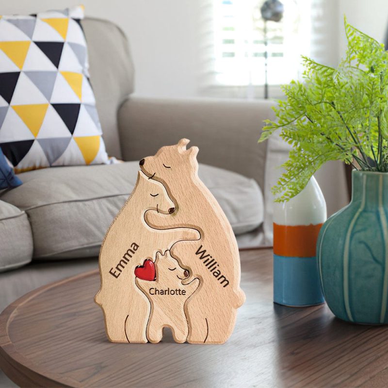 Wooden Puzzle Bears Puzzle Custom  Family Names Puzzle Home Decor