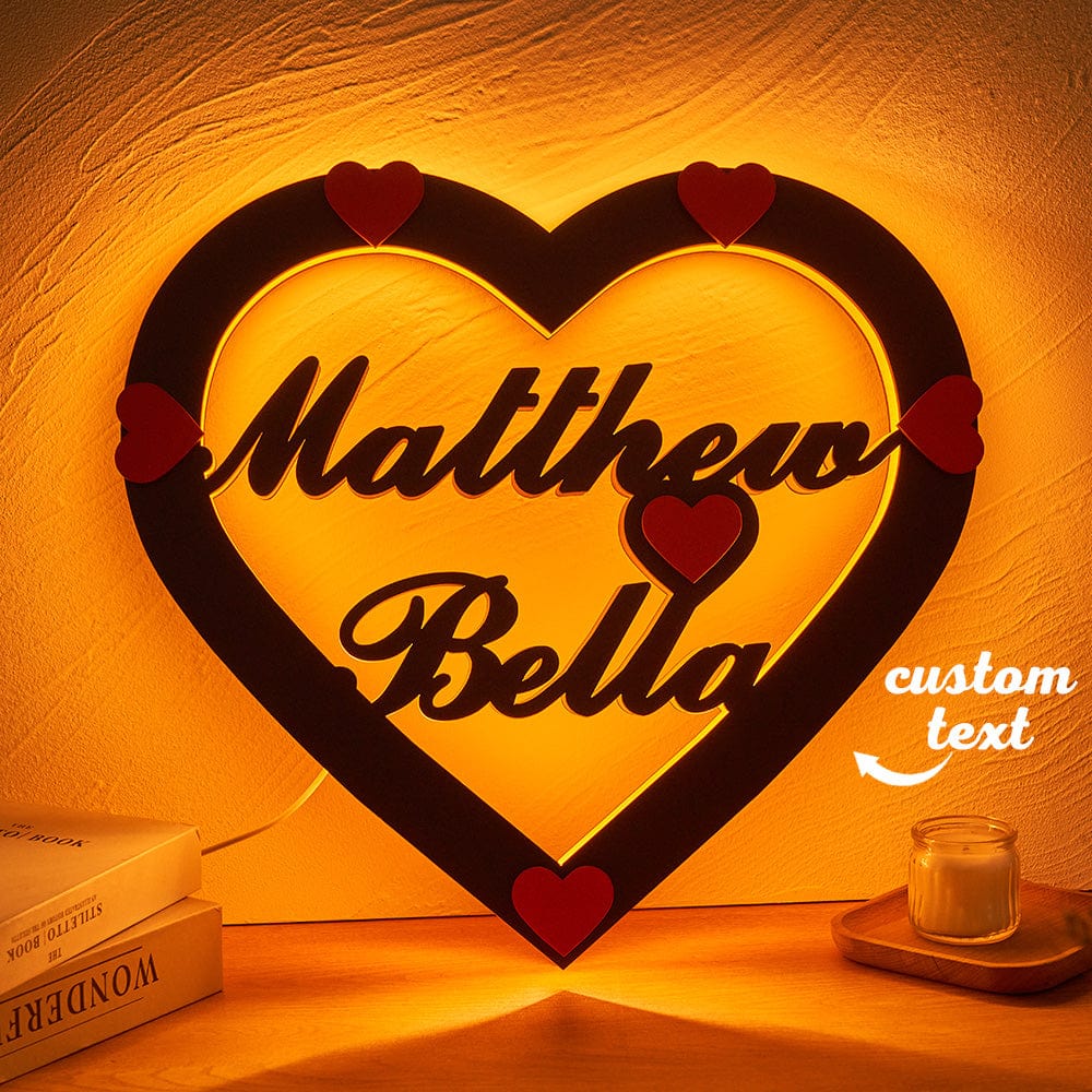 Custom Name Red Heart Night Light Romantic Wall Hanging LED Light Gifts For Couples - Image 2