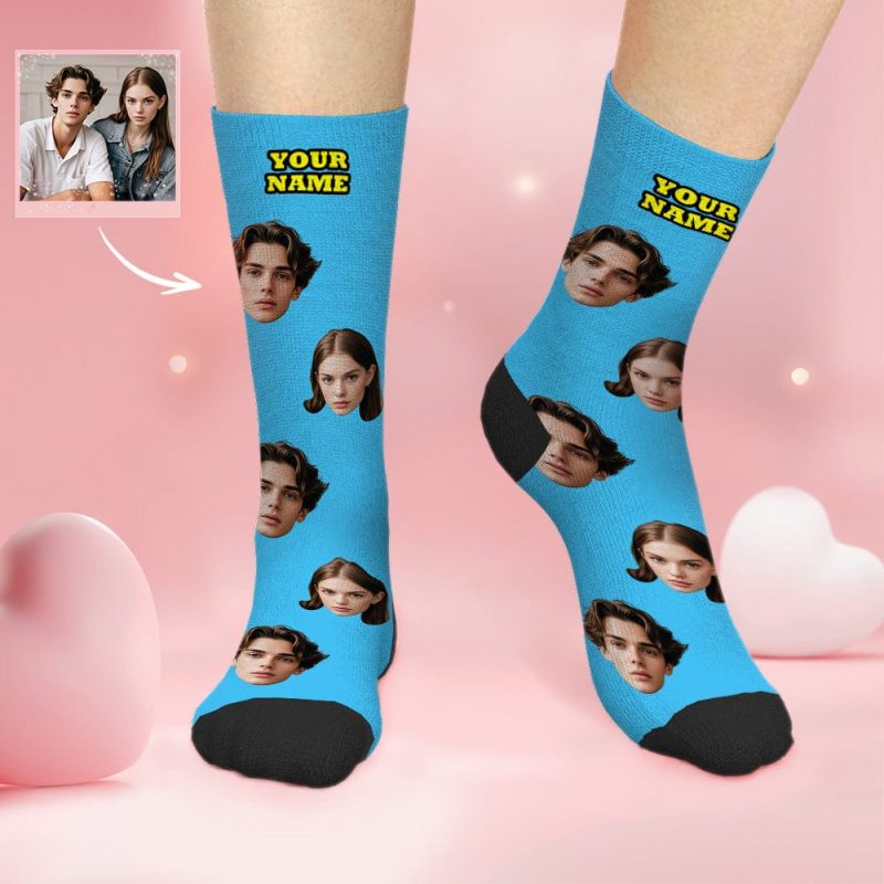 Custom Socks With Your Face and Text 3D Online Preview Valentine’s Day Gifts Colorful Socks