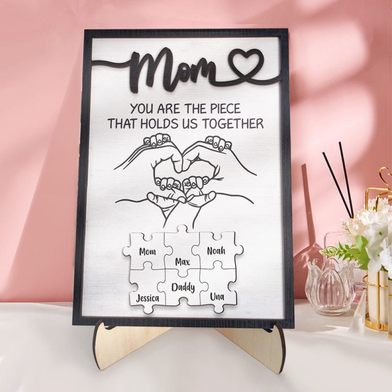 Personalized Mom Puzzle Plaque You Are the Piece That Holds Us Together Custom Family Member Puzzle Sign Mother’s Day Gifts
