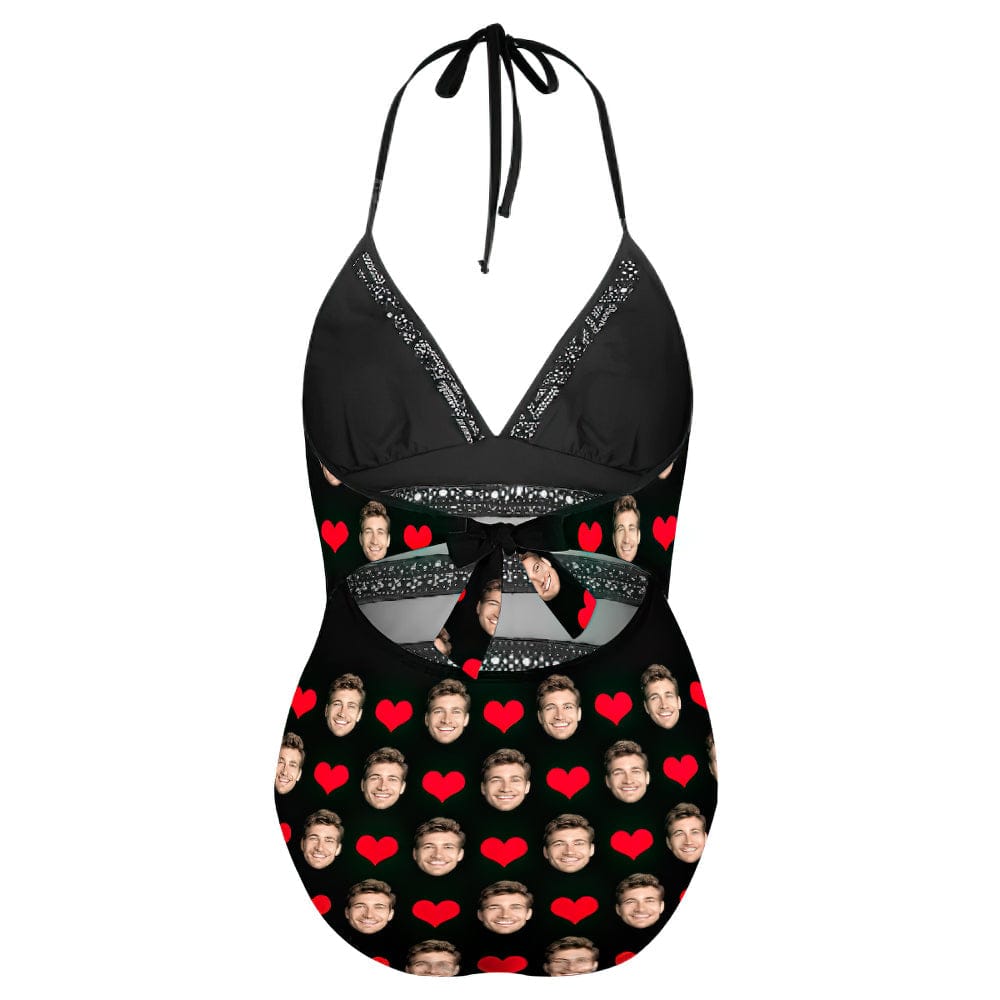 Personalised Plus Size Swimwear Gifts for Girlfriend With Face and Hearts - Image 4