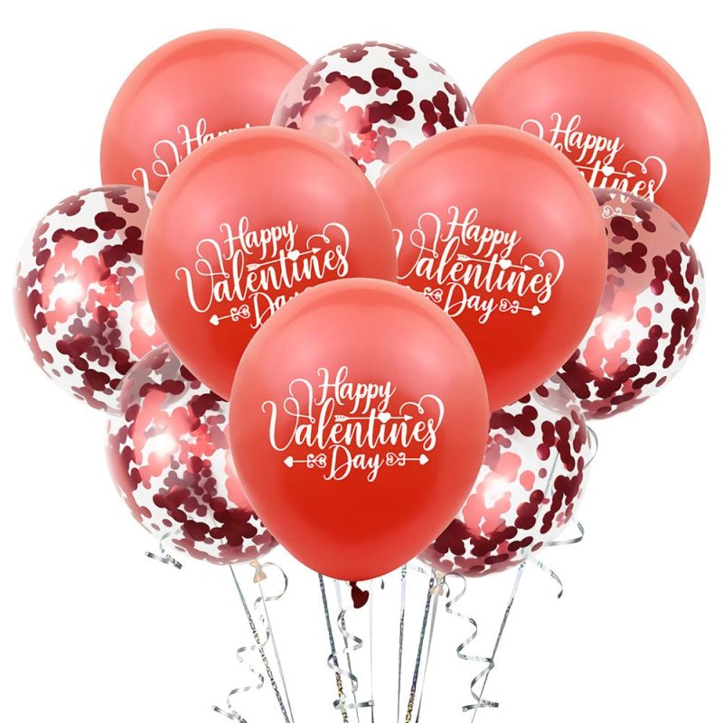 5PCS Latex and 5PCS Confetti Balloons For Valentines Day Anniversary Wedding Party Decorations