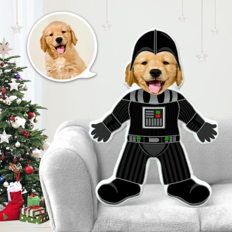 Dog Face Pillow Pet Photo Pillow Gifts for Dog Lovers Dark Vader Costume