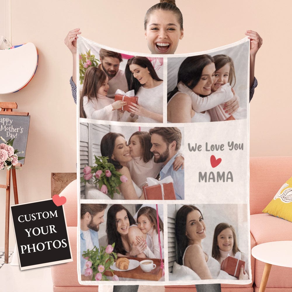 Mother's Day Blanket Personalized Blanket with Photos Gifts for Her