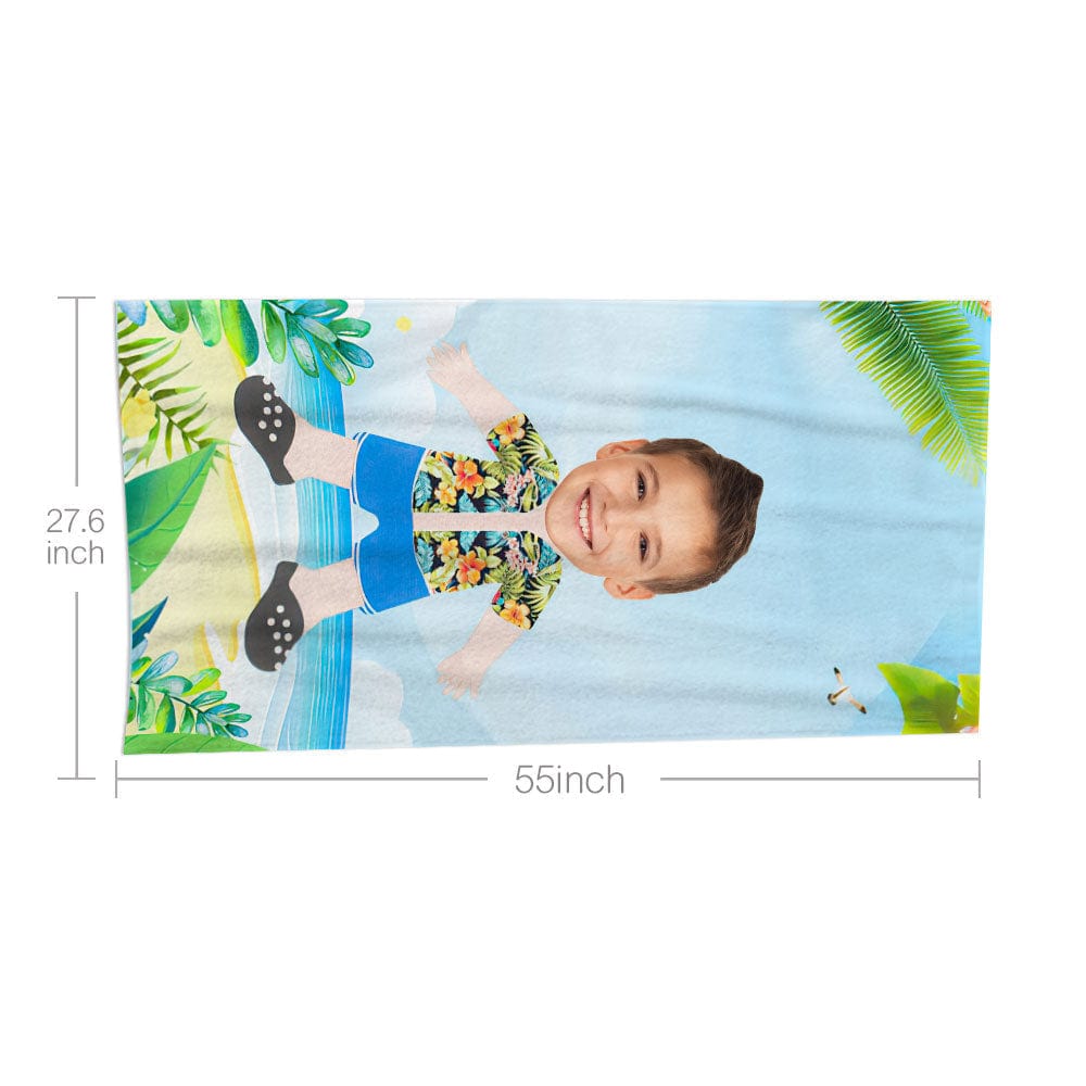 Custom Face Beach Towel Personalized Hawaiian Style Beach Towel Funny Gift for Summer - Image 3