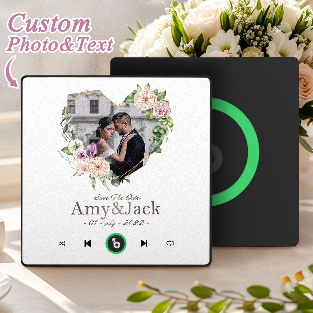 Personalized Love Heart Photo Music Fridge Magnet Wedding Gift for Couples Custom Music Magnets Can Play Songs