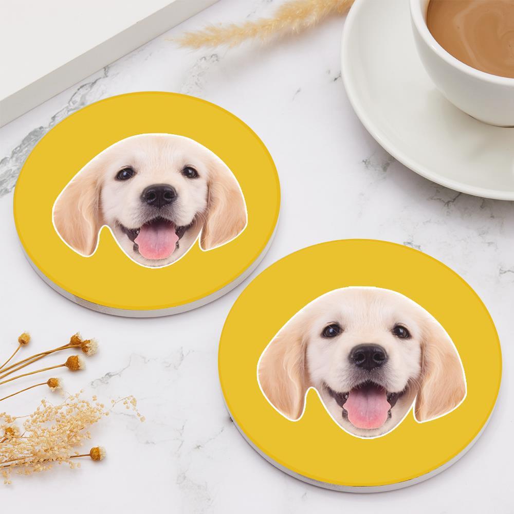 Dog Face Coaster Memorial Gift for Dog Lover - Round - Image 2