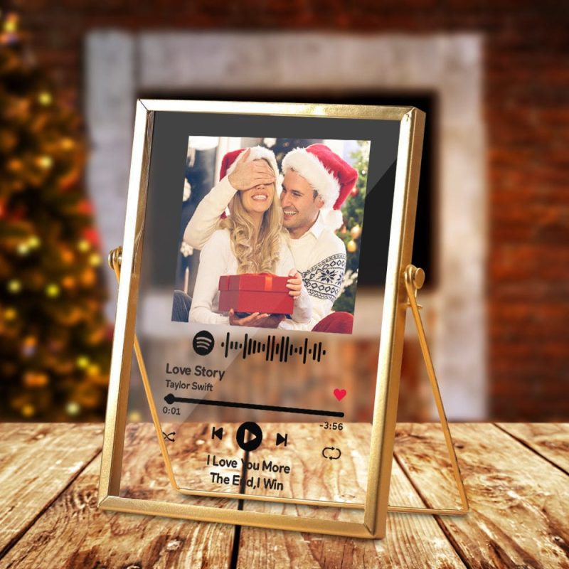 Christmas Gifts Custom Song Plaque with Golden Frame Personalised Gifts for Him