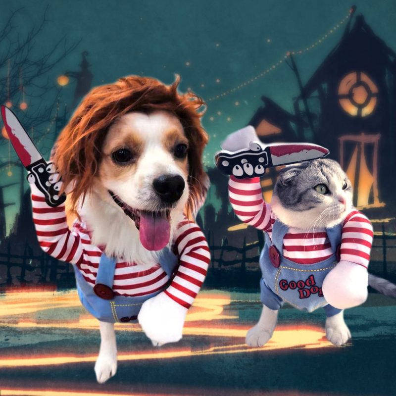 Halloween Pet Deadly Doll Dog Costume Pet Cosplay Halloween Christmas Funny Costume for Small Medium and Large Dogs