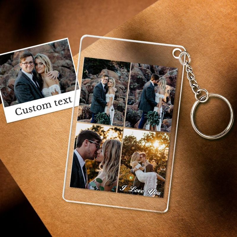Personalized Multi Photo Keychain Personalized Collage Photo Key Ring Gifts for Couple